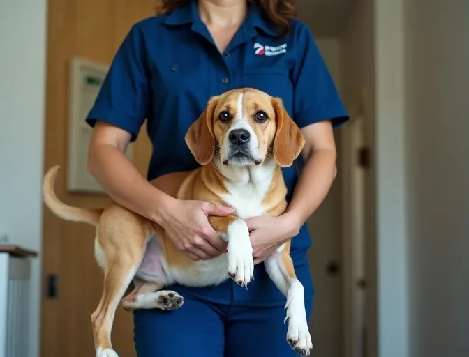 Technician respectfully transporting a deceased dog in Blackburn